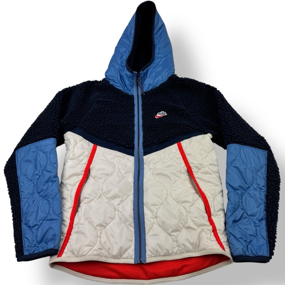 Nike Heritage Fleece Sherpa Thermore Full Zip Insulated Jacket Blue Men's Small